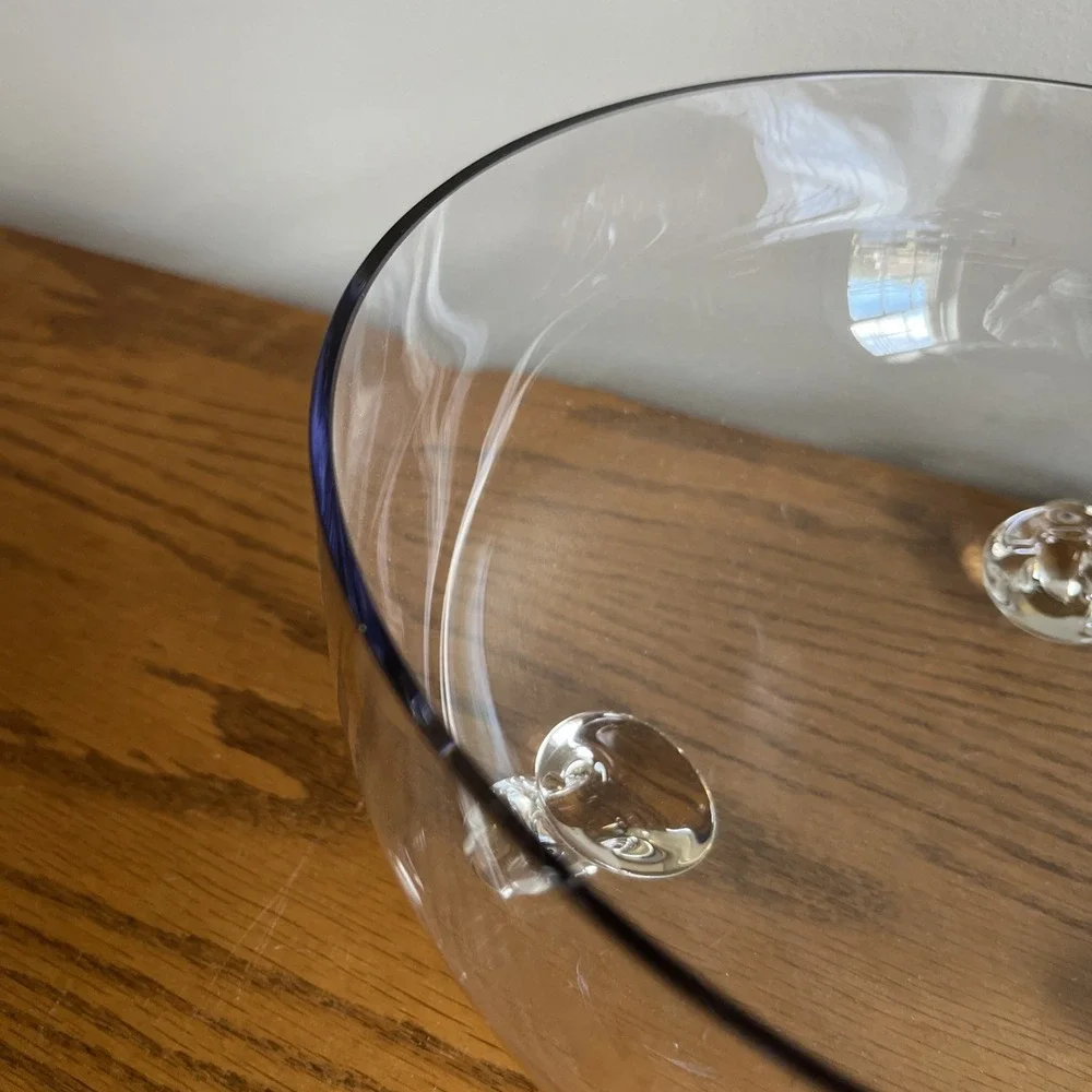 Vintage Scroll Footed Clear Glass Compote Centerpiece Bowl Lightweight Delicate